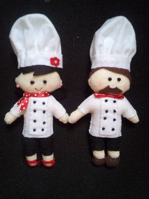 Casal chefes de cozinha imã de geladeira