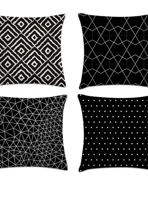 Kit 4 capas almofadas geométrica preto