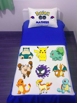 Cortina e colcha almofada pokemon go