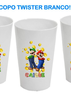 Copo twister branco super mario
