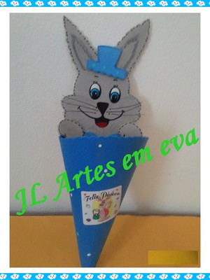 Kit c/ 2 uni. cone de coelho com chapéu