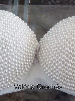 Sutiã bordado com perolas plus size