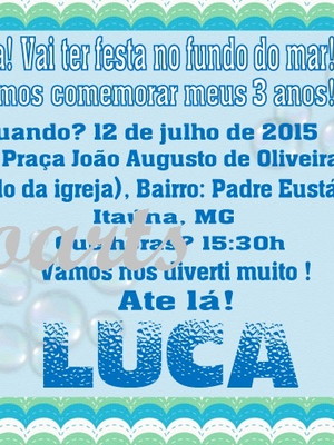 Convite fundo do mar 10x14