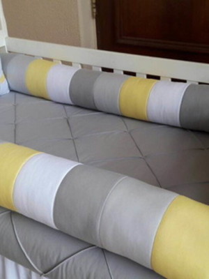Kit berço bebê bento cinza amarelo branco