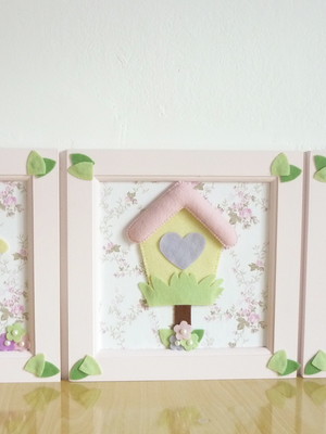 Quadros decorativos borboletas e passarinho