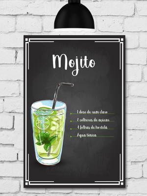 Placa decorativa cozinha receita drink mojito
