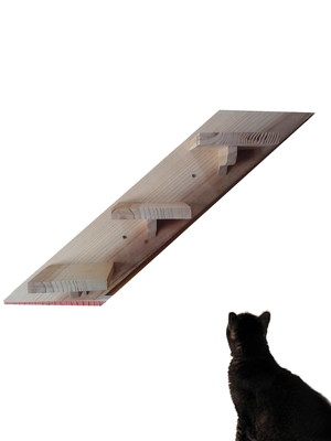 Escada de madeira para gatos - fixação na parede