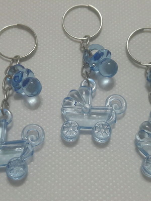 25 chaveiro duplo carrinho com chupeta com tag personalizada
