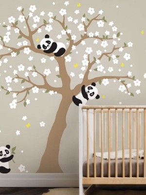 Adesivo árvore com ursos panda