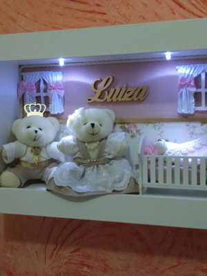 Porta maternidade ursos com iluminação