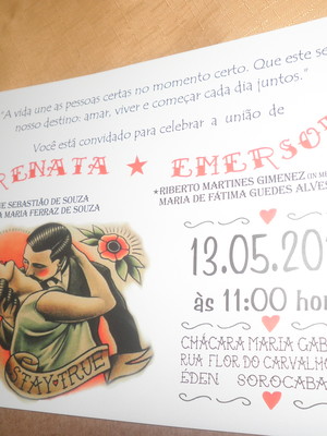 Convite de casamento estilo tattoo