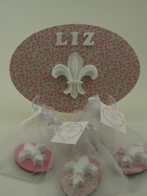 Kit lembranças nascimento flor de liz/lis