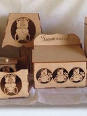 1kit baby 8pçs ursa- 3d - mdf cru desmon