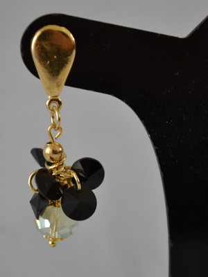 Brincos de cristal-preto dourado