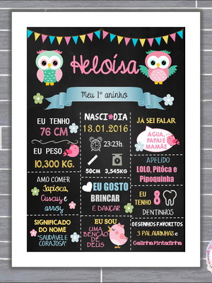 Quadro chalkboard - coruja
