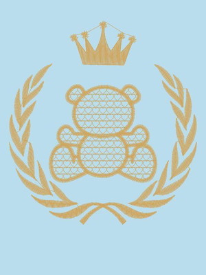 Bordado urso coroa e ramo