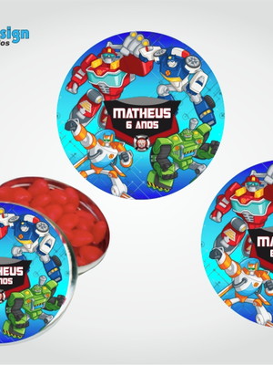 Adesivo latinha transformers rescue bots