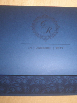 Convite de casamento brasão azul