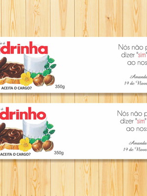 Rótulo nutella digital convite padrinhos