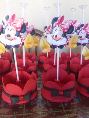 Enfeite de mesa minnie vermelha
