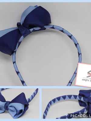 Tiara laço duplo azul