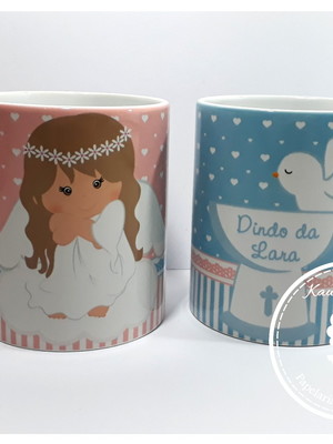 Kit caneca batizado anjinha