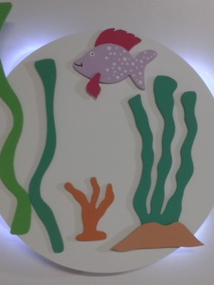 Nicho bebe redondo com luz led enfeite bebe fundo do mar