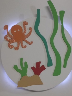 Nicho redondo com luz led fundo do mar polvo