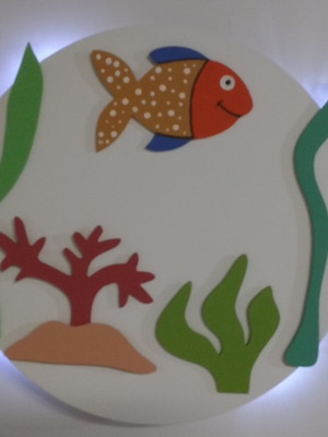 Quadro com luz led fundo do mar peixe
