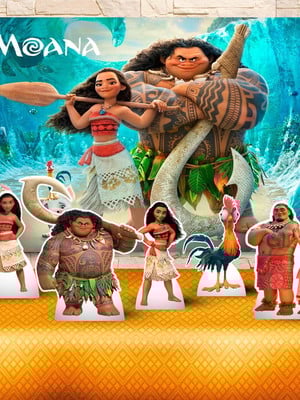 Kit festa prata painel + display moana