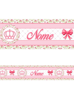 Faixa decorativa border coroa floral com nome