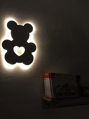 Luminária ursinho bebe led mdf