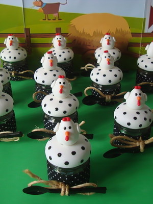 Potinho de geléia decorado galinha