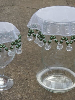 Conjunto cobre jarra e copo perola verde