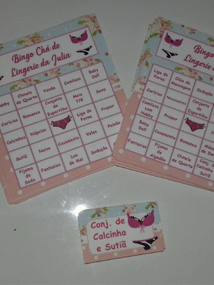 Cartela de bingo chá de lingerie