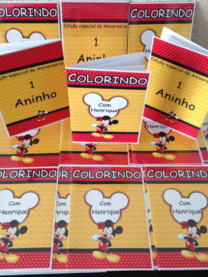 Kit com 15 unidades livro de colorir mickey
