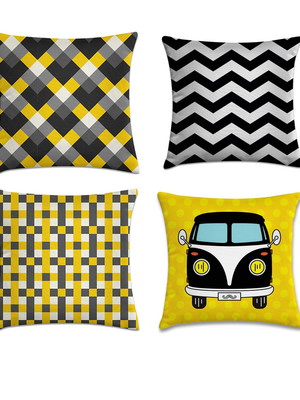 Kit 4 capas de almofadas geometricas e kombi