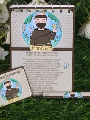 Bloquinho c/mini lápis personalizado são francisco de assis