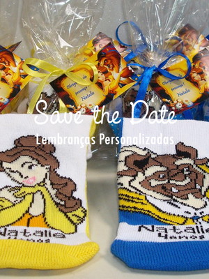 Meias personalizadas - bela e fera
