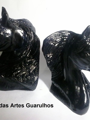 Cv304-par de cavalo aparador 25cm alt.em gesso pintado