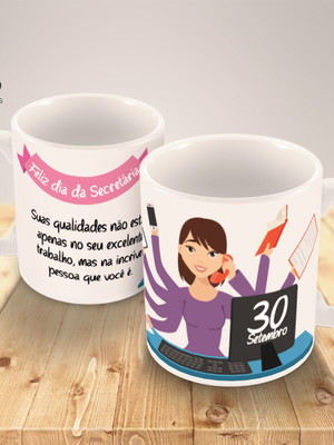 Caneca de porcelana dia da secretaria