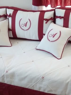 Kit cama babá menina poá bordo 596 8pc