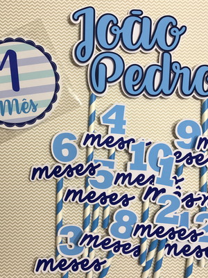 Kit completo mesversário bebê com topos de bolo e adesivos