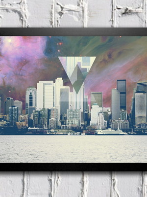 Poster com moldura hipster skyline
