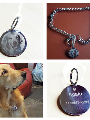 Pingente placa de identificação pet cão
