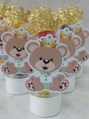Mini tubete urso príncipe com aplique coroa