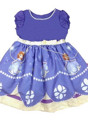 Vestido princesinha sofia tam 1/2/4/6 com manga