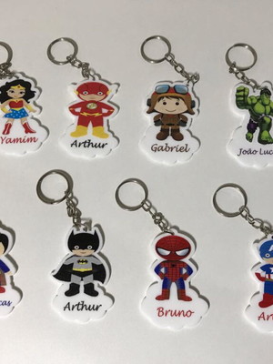 Chaveiro super heróis com nome