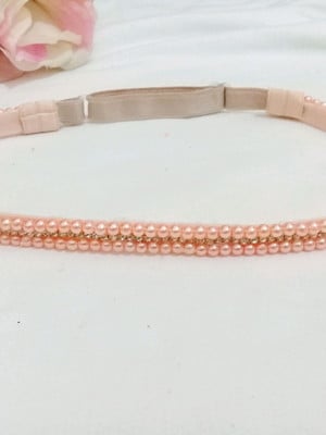 Faixa de cabelo para bebê perolas para bebê salmão