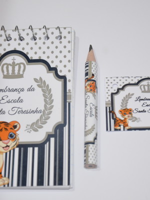 Bloquinho personalizado com lápis tigre